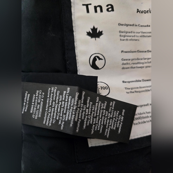 AritziaTna Avoriaz Black Parka Goose Down Water Resistant Jacket Size Small - Picture 15 of 16